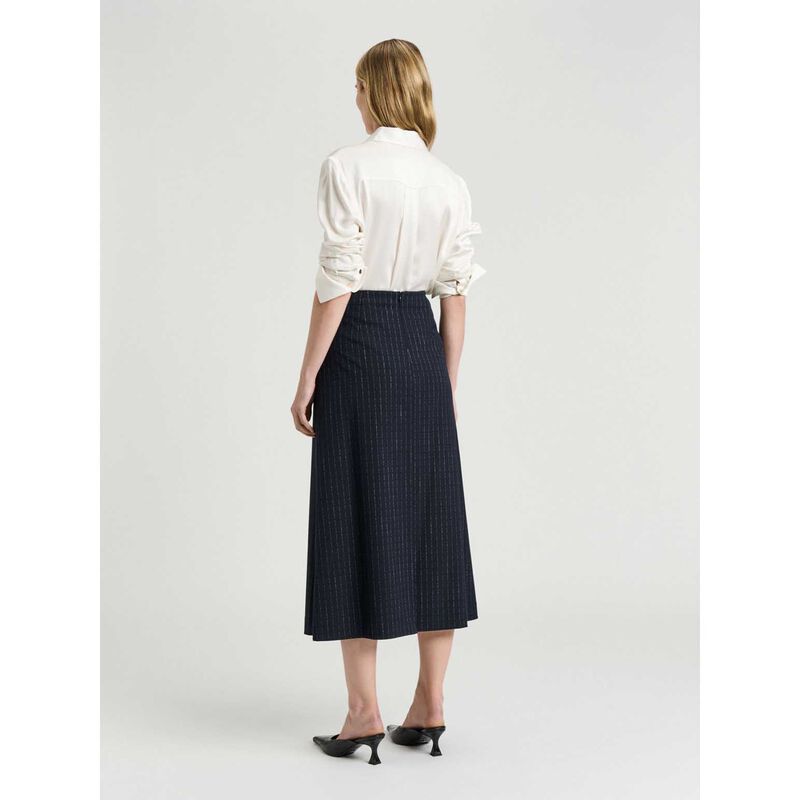 Veronika Maine Navy Pinstripe A Line Skirt image number 1